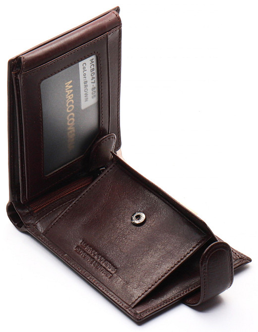 Коричневе шкіряне чоловіче портмоне з відділеннями для документів Marco Coverna MCBK010-805 Київ - фото 8
