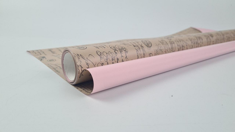 Плівка перлинна "Газета" для квітів 8 м газета крафт+рожевий (67) (h660) No 808 (1 шт.) Харків - фото 1