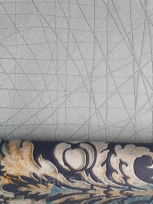 Шпалери вінілові на флізелін Sirpi Alta gamma Sempre 3 абстракція смужка павутинка сріблом на блакитному Київ - фото 1