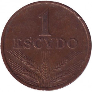 Монета 1 ескудо. 1970,74 рік, Португалія.(Г) Полтава - фото 1