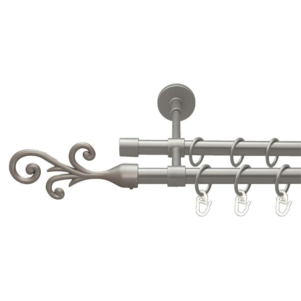 Карниз Orvit Фала металевий дворядний закритий гладка труба кільце металеве Сатин 16\16 мм 300 см Львов - изображение 1