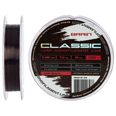 Волосінь Brain Classic Carp Line (dark brown) 300m 0.28mm 18lb 7.9kg (1858.81.02) Вінниця - фото 1