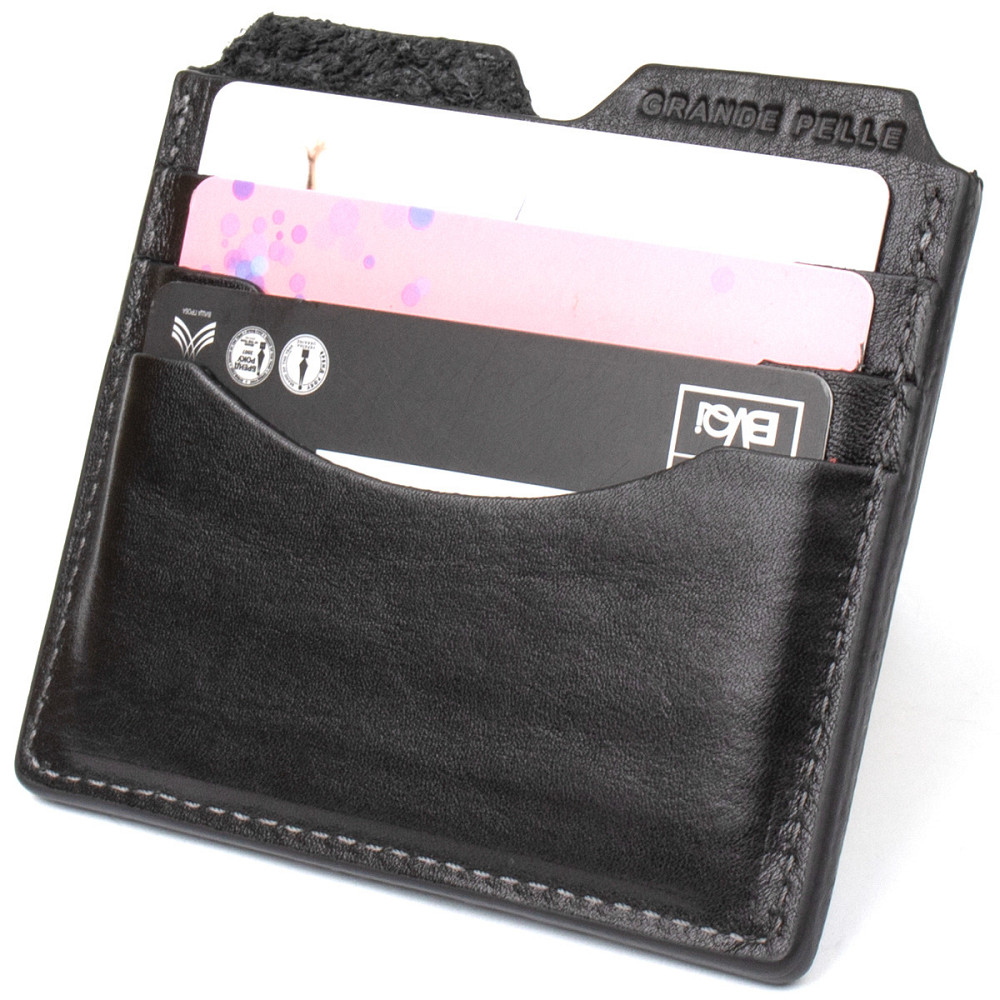 Кожаный картхолдер GRANDE PELLE 11502 Черный Киев - изображение 6
