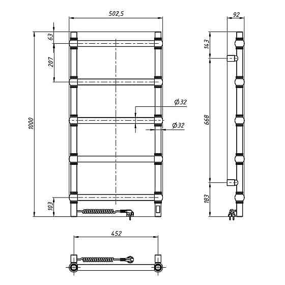 Полотенцесушитель электрический Navin Ретро 500х1000 Sensor левый Киев