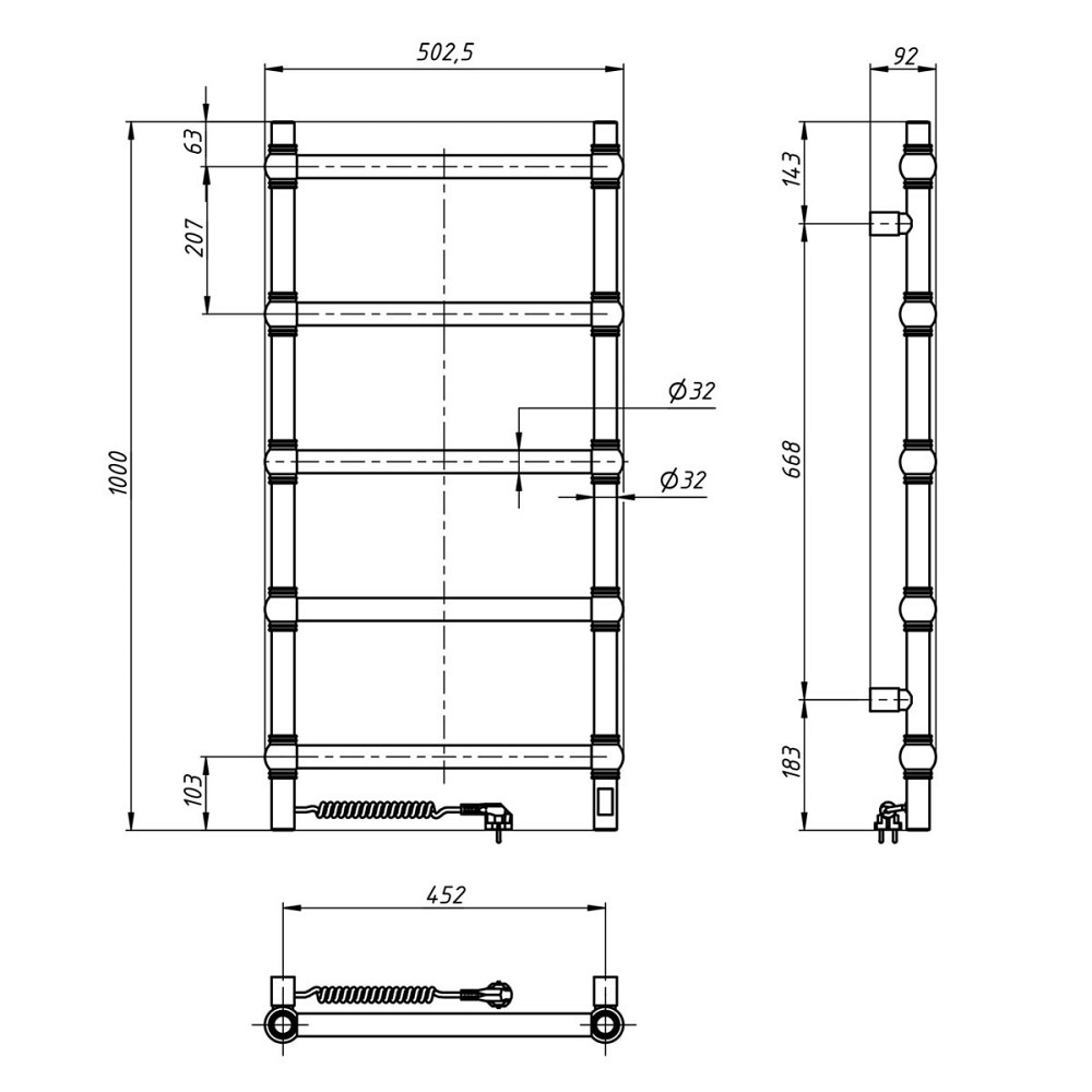 Полотенцесушитель электрический Navin Ретро 500х1000 Sensor левый Киев - изображение 4