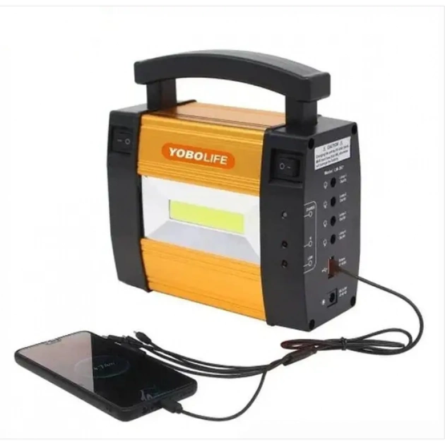 Кемпинговый аккумуляторный фонарь LM-367 (COB + 3xLamp) + солнечная панель + Power Bank (1 режим) Винница - изображение 4