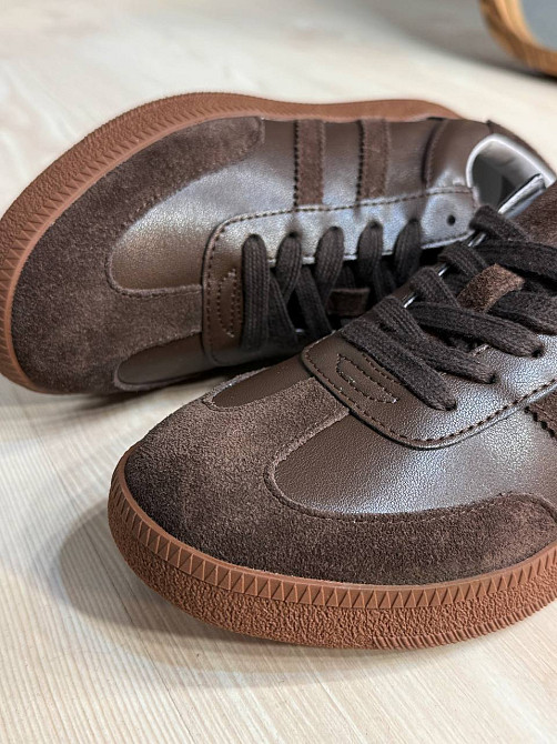 Кеды женские Hengji 8009-9 samba комбинированные кожа-замша коричневые, 41, 26 см Киев - изображение 14
