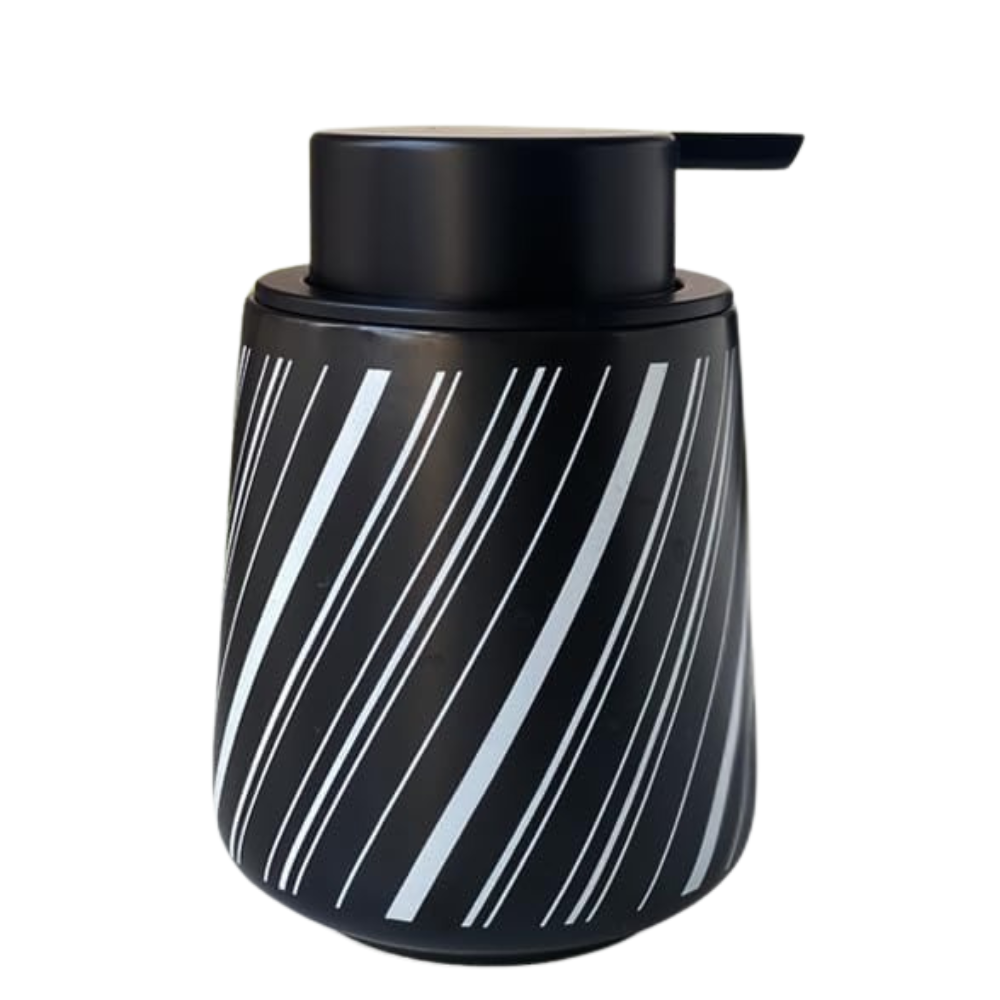 Диспенсер-дозатор для мыла керамический для ванной и кухни 350 мл, для жидкого мыла и моющего средства, чёрный Каменец-Подольский - изображение 2