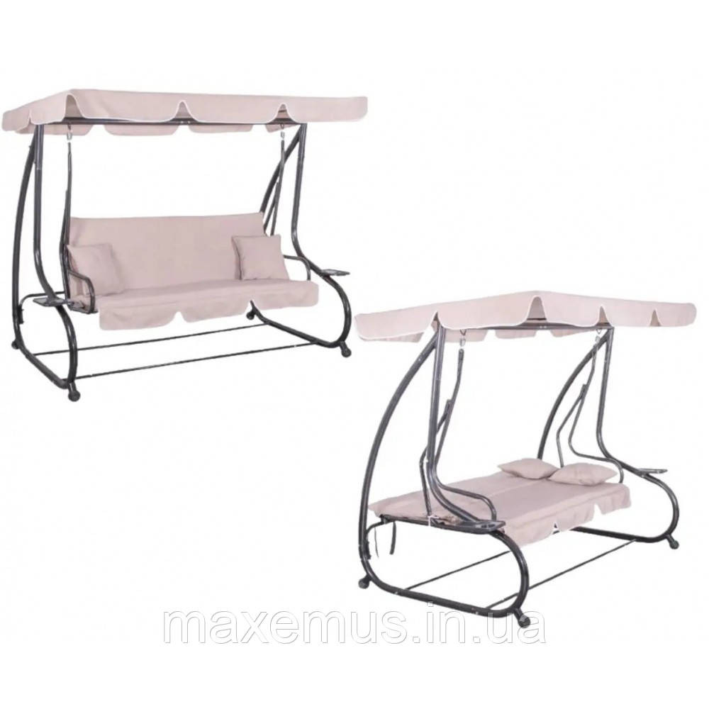 Садовые качели Bonro Garden BW002 раскладная 3-х местная качели для сада и террасы бежевая Мостиська - фото 10
