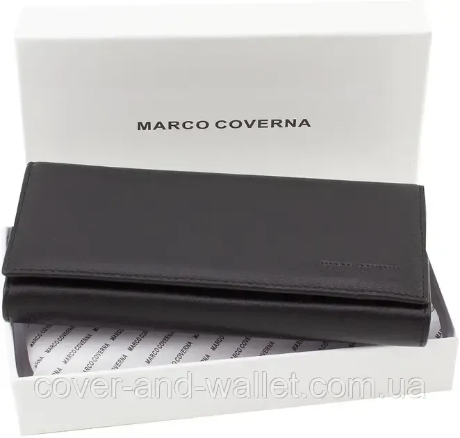 Черный кожаный женский кошелек с визитницей на магнитах Marco Coverna MC 1415-1 Киев - изображение 10