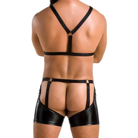 Комплект еротичної чоловічої білизни Passion 047 SET JOHN XXL/XXXL Black, труси, портупея Львів