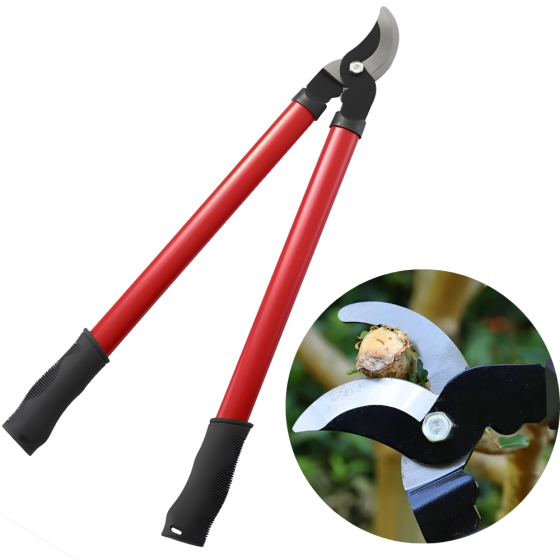 Сучкоріз садовий, секатор для саду і підрізування гілок з довгими 62 см прогумованими ручками, червоний Кам'янець-Подільський