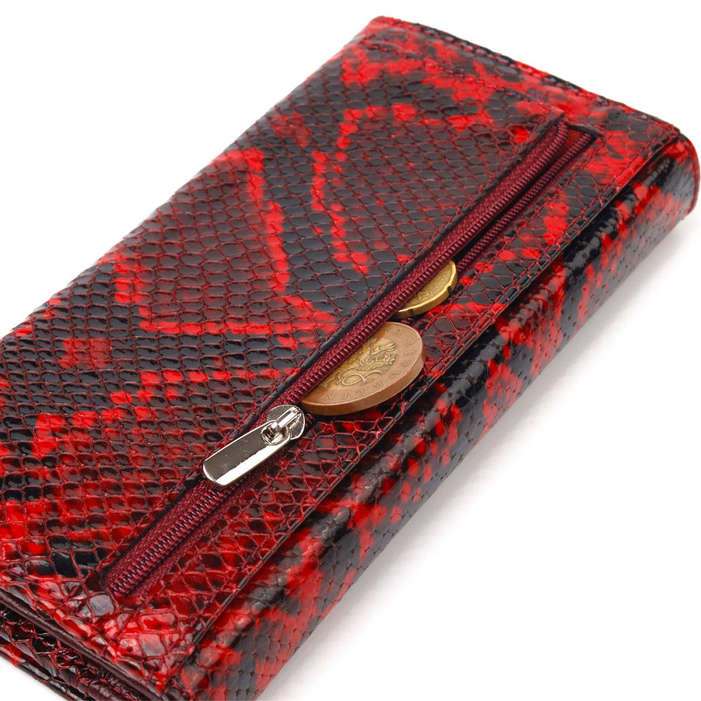 Интересный женский кошелек из натуральной лакированной кожи с тиснением под змею CANPELLINI 21656 Разноцветный Киев - изображение 7