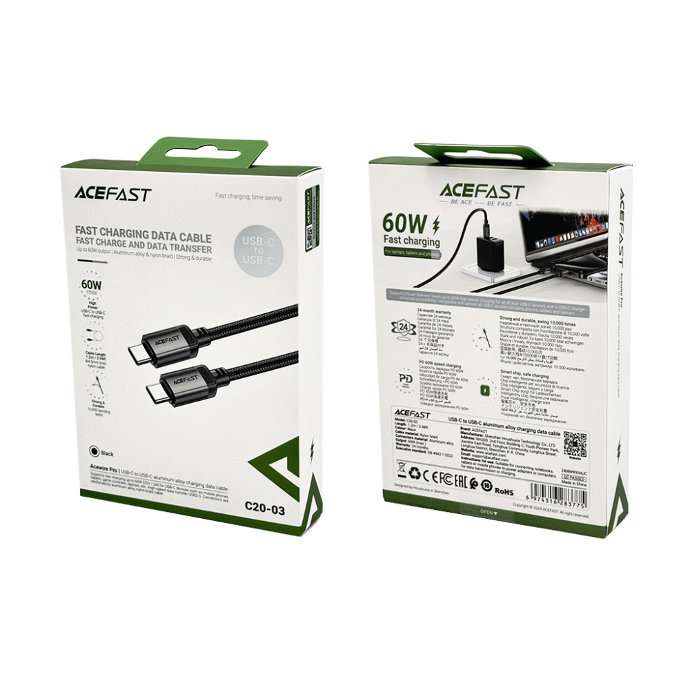 Кабель ACEFAST USB-C для зарядки и передачи данных, черный Киев - изображение 2