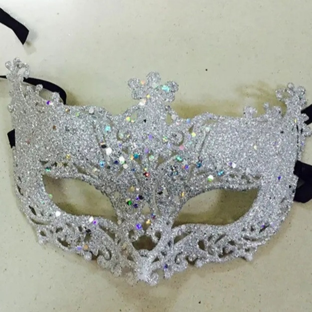 Маска карнавальна жіноча з блискітками one size сріблястий Київ - фото 4