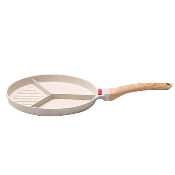 Кругла сковорода-гриль Ø 25 см, бежева, 3 секції Київ