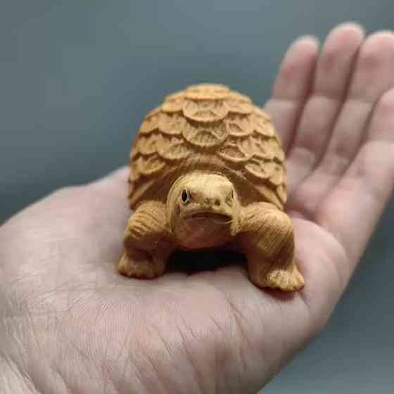 Деревянная фигурка черепахи с инь-янь – ручная резьба, декоративный талисман Киев