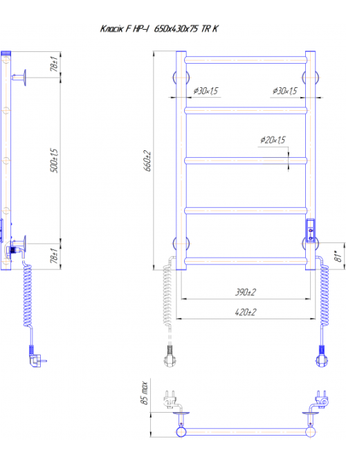 Електрична рушникосушарка Mario Класік F HP-I 650x430 TR K таймер-регулятор Київ - фото 7