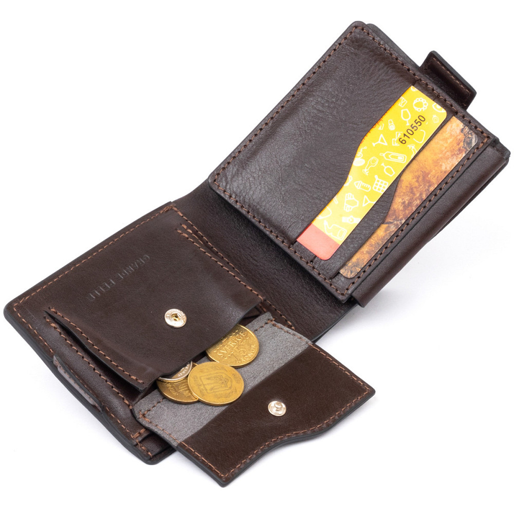 Портмоне горизонтальное Amico на магните на два отделения GRANDE PELLE 11321 Коричневое Киев - изображение 7