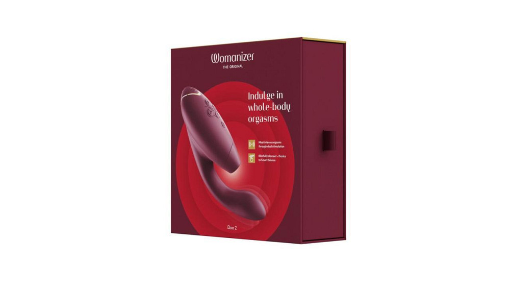 Двойной вакуумный клиторальный стимулятор с вибрацией Womanizer Duo 2 - Bordeaux, независимые моторы Sex Aura Киев - изображение 9