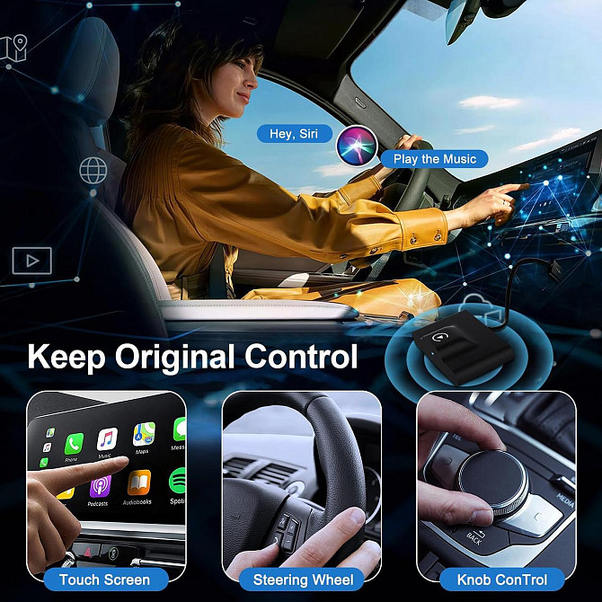 Бездротовий адаптер CarPlay URJD 2024 карплей у бездротовий, швидке підключення, сумісність з iPhone Київ - фото 7
