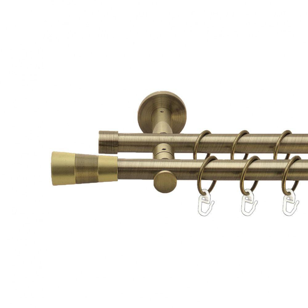 Карниз Orvit Валео металевий дворядний реверсивний гладка труба кільце металеве Антик 19\19 мм 200 см (00-00013337) Львів - фото 1