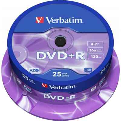 Диск DVD Verbatim 4.7Gb 16X CakeBox 25шт Silver (43500) Винница