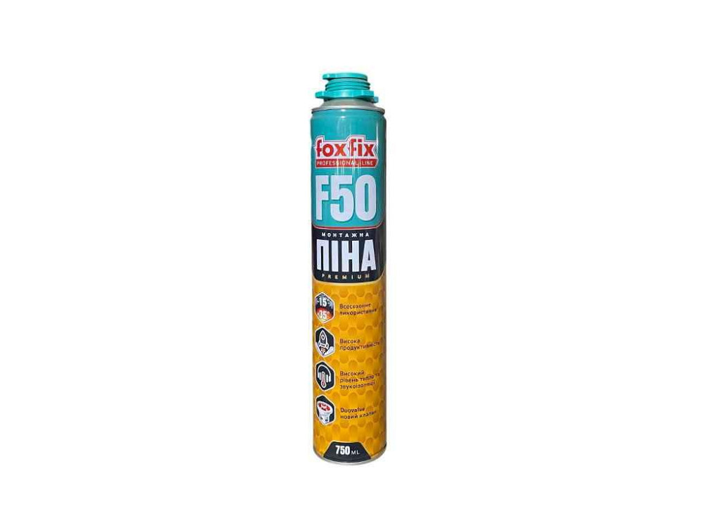 Пена монтажная профессиональная 750мл всесезонная (700г) выход 50л F 50 ТМ FOXFIX Киев - изображение 1