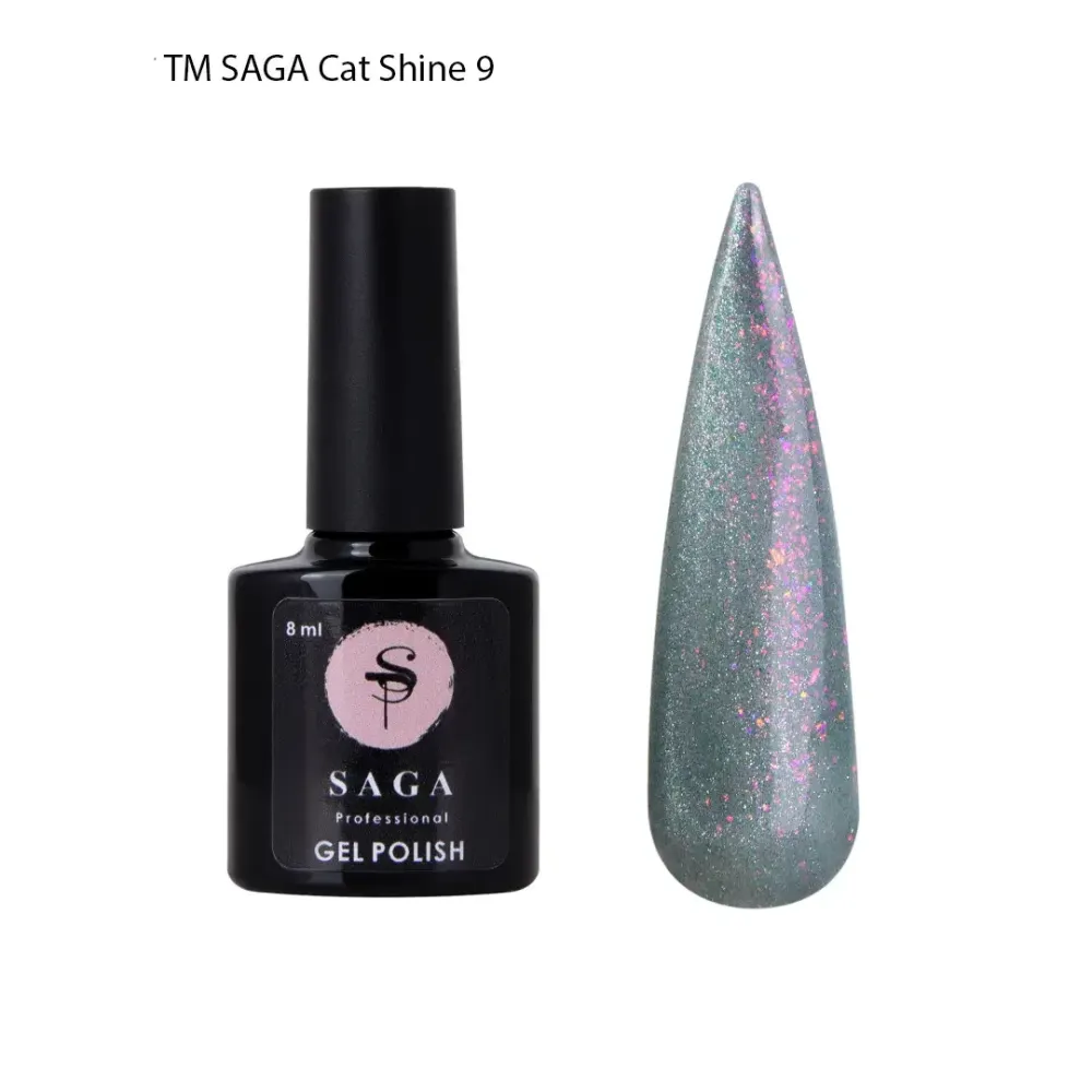 Гель лак кошачий глаз хрустальная кошка №9 Saga Cat Shine Silver 8ml Киев - изображение 1