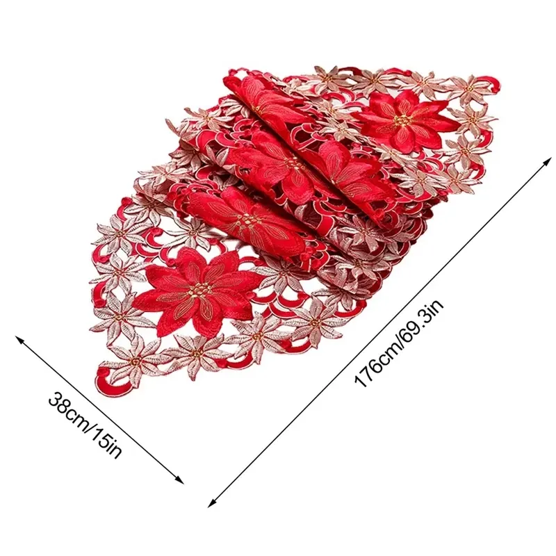 Новорічна скатертина вузька 176 на 38 см червоний Київ - фото 4