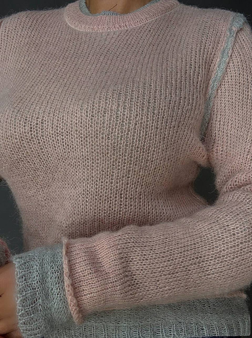 Светр жіночий A-N 8096 двошаровий в’язаний павутинка, рожевий, one size Київ - фото 15