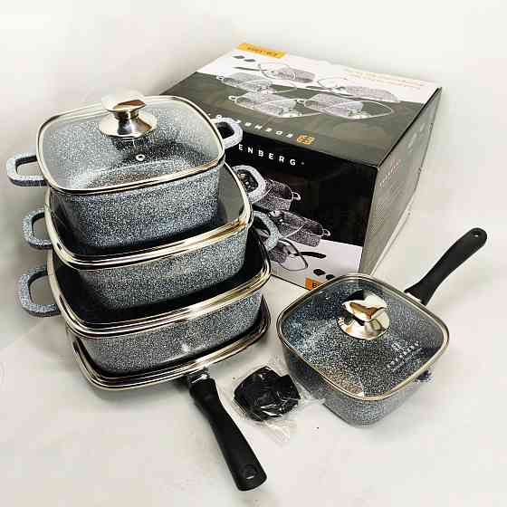 Набор мраморных кастрюль, Гранитный набор со сковородой, Мраморная посуда для кухни OD-14 Львов