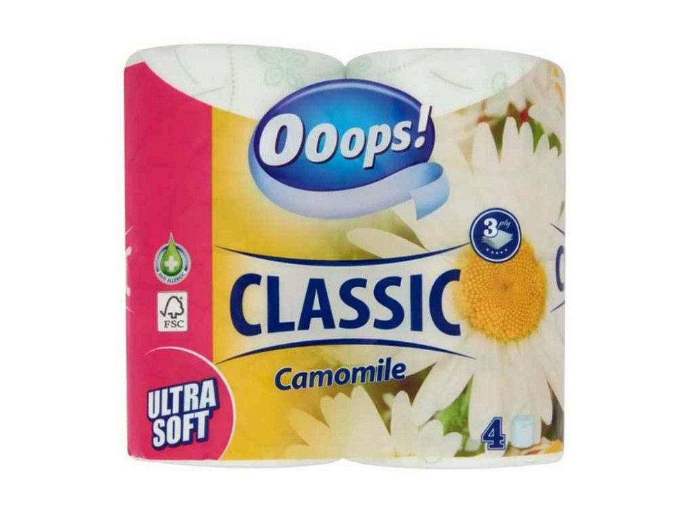 Туалетний папір 4шт 3шар Classic Camomilla 140 від ТМ OOOPS! Київ - фото 1