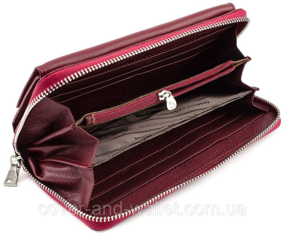 Бордовий жіночий гаманець на блискавці на багато карток Marco Coverna MC 6054 Київ - фото 7