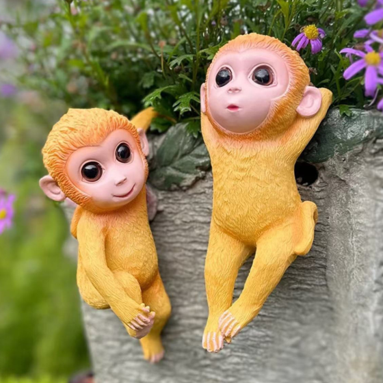 Прикраси для квіткового горщика Мавпи 16 х 10 см Садові фігурки з полістоуну 2 Одеса