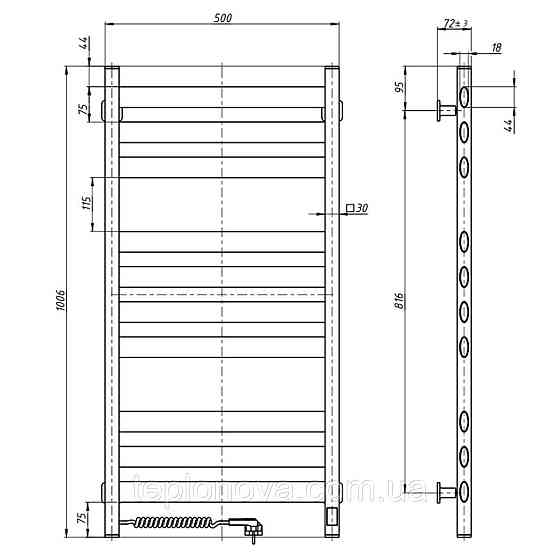 Сушарка для рушників Ellipse 500х1000 Sensor ліва з таймером, білий оксамит Чернівці