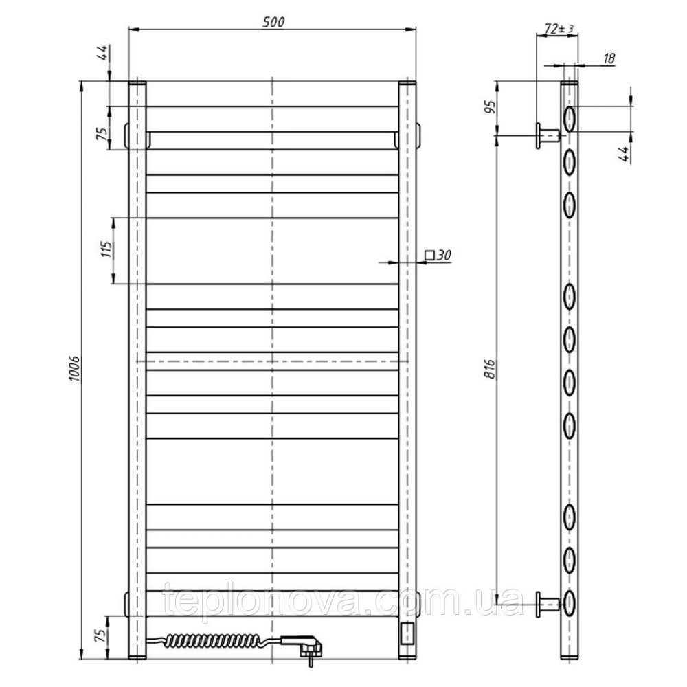 Полотенцесушитель Ellipse 500х1000 Sensor левый с таймером, белый бархат Черновцы - изображение 4
