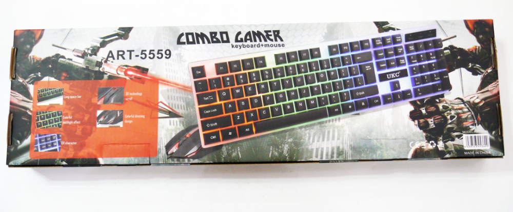Ігрова клавіатура і мишка UKC ART-5559 з LED підсвіткою, USB, RU/EN, метал/пластик, Scroll Lock Одеса - фото 1