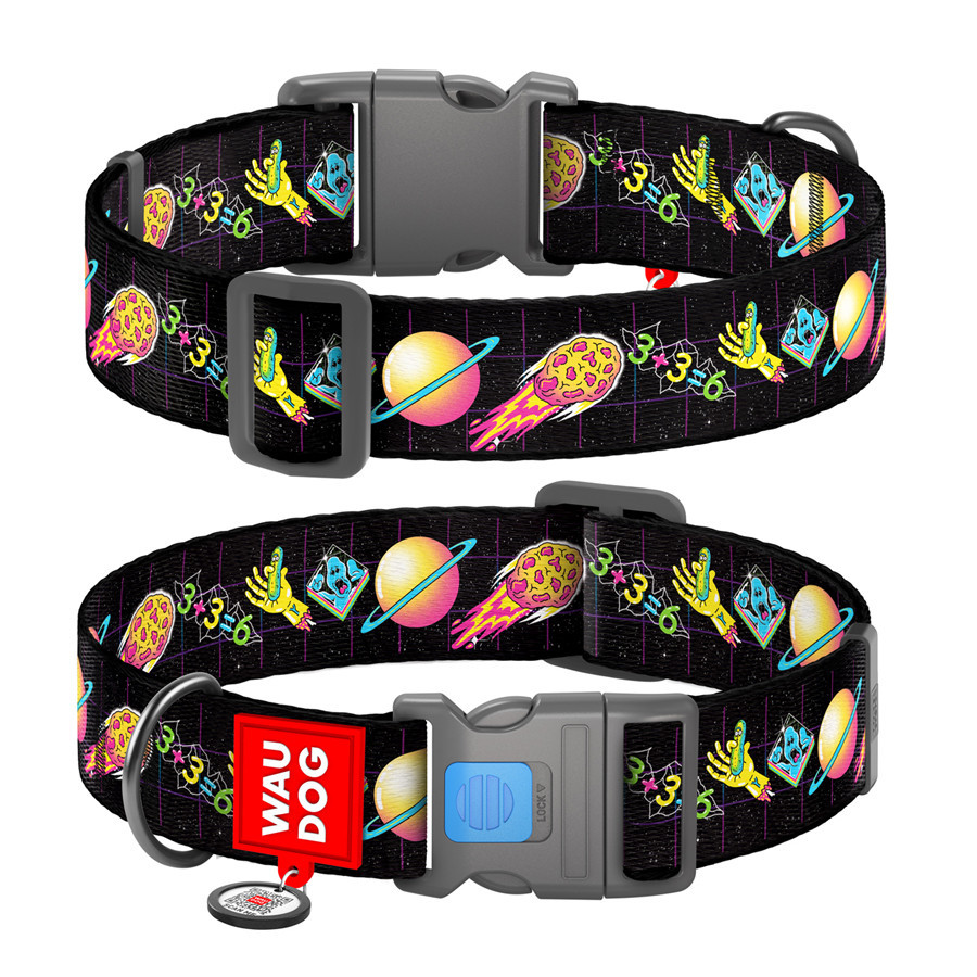 Нашийник для собак нейлоновий WAUDOG Nylon з QR-паспортом, малюнок "Рік і Морті 3", пластиковий фастекс, XXL, Ш Вінниця - фото 1