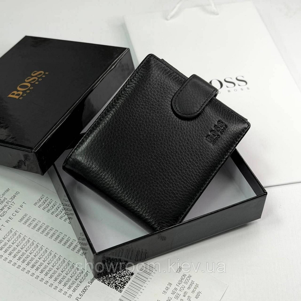Великий шкіряний гаманець на застібці з монетницею Boss (6604) Київ - фото 7