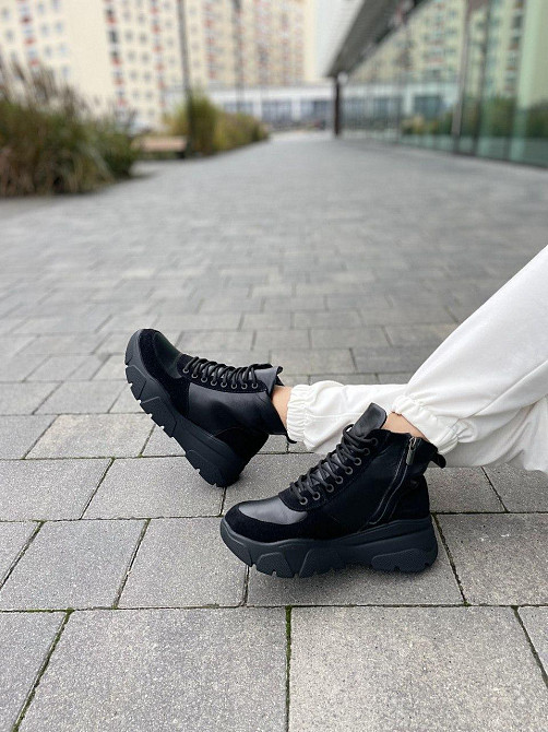 Dino Vittorio Черевики жіночі Dino Vittorio 48-4121-188 чорні (зима, шкіра+замша натуральна) (4 Коломия - фото 6