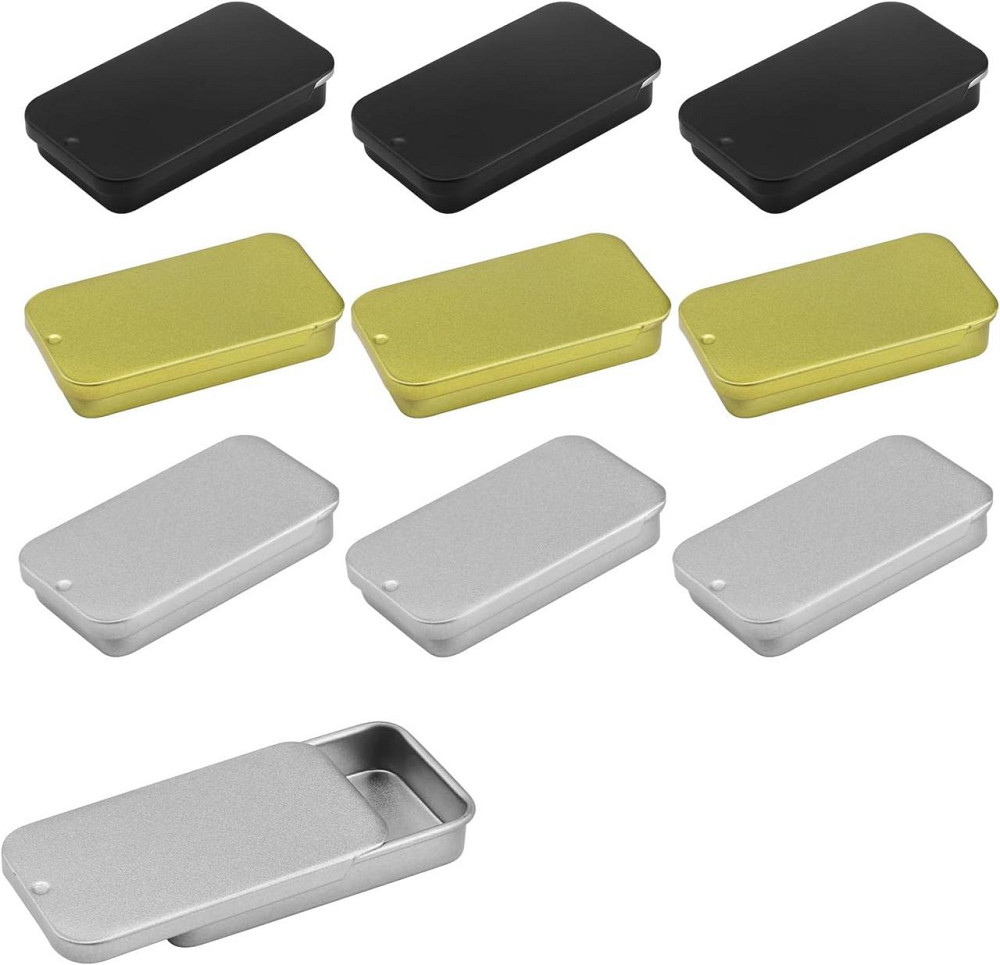 Металическая коробка DEANKEJI Small Metal Tin 60×33×11 мм серебро/золото/чёрный 9 шт с крышкой для хранения Киев - изображение 1