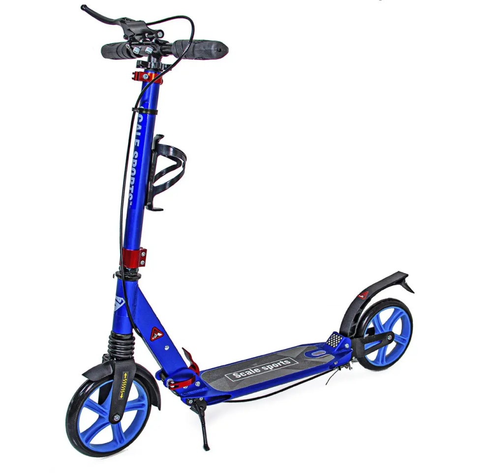 Дитячий двоколісний самокат Scale Sports SS-10 з ручним гальмом. 2 амортизатори. Синій Одеса - фото 1