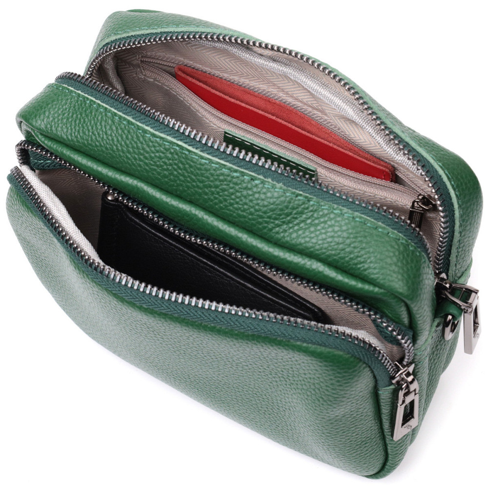 Модная женская сумка кросс-боди из натуральной кожи Vintage 22296 Зеленая Киев - изображение 7