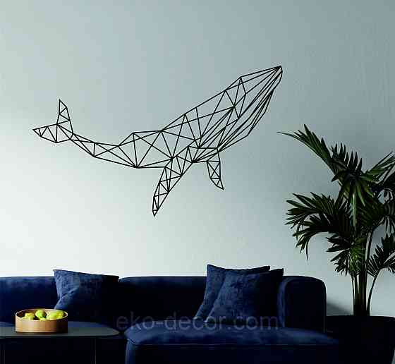 Декоративное настенное Панно «Кит», Декор на стену 110*66 см, Черный Киев