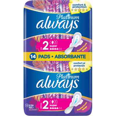 Гигиенические прокладки Always Platinum Super (Размер 2) 14 шт. (8001090444998) Винница