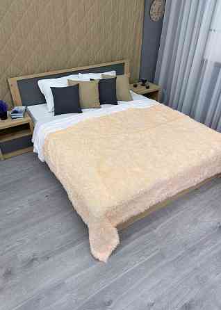 Плед-покривало 200х230 см (+-10см) Травка на овчині колір кремовий з білим (87-220) Київ