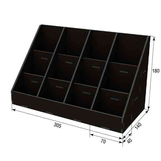 Органайзер EKOSTAR  для чаю і пакетів 70х90 - 12 комірок чорний Київ