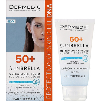 Средство от загара Dermedic Sunbrella Ультралегкий защитный флюид SPF 50+ Для жирной и комбинированной кожи 40 мл (5901643177560) Винница - изображение 1