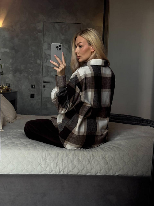 Женская базовая теплая клетчатая рубашка турецкий кашемир Одесса - изображение 4